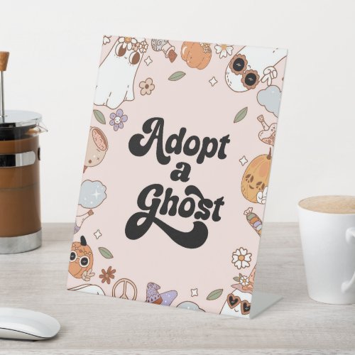 Adopt a Ghost Halloween Birthday Party Pedestal Sign