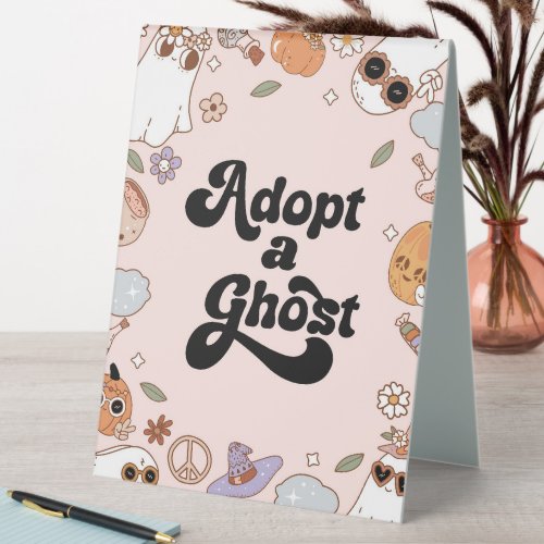 Adopt a Ghost Halloween Birthday Party Table Tent Sign