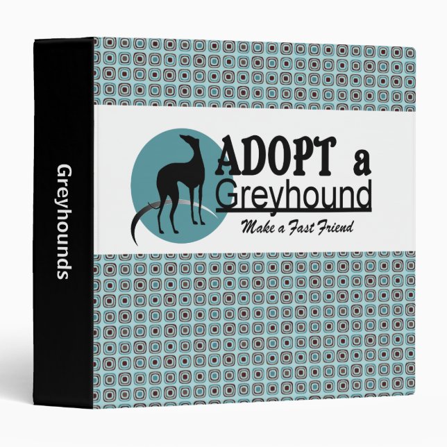Adopt a Greyhound Dog Personalized 3 Ring Binder (Front/Spine)