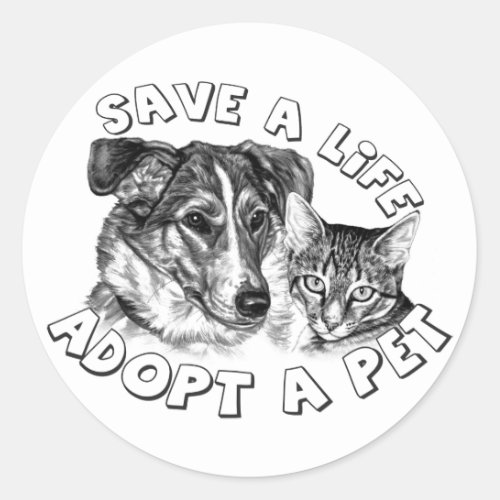 Adopt a Pet Classic Round Sticker