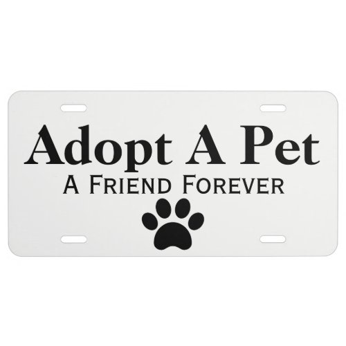 Adopt A Pet Dog Cat Animal Paw Print Custom License Plate