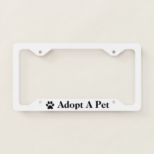 Adopt a Pet Dog Cat Paw Print Custom Rim Color License Plate Frame