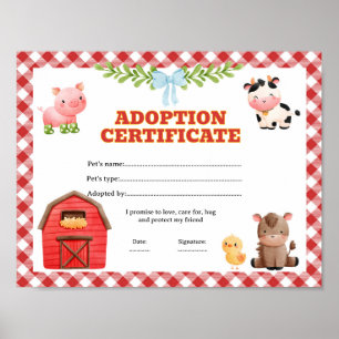 Adopt a pet farm coloring certificate poster