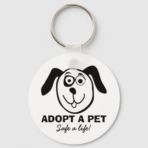 Adopt a pet keychain with cute dog cartoon