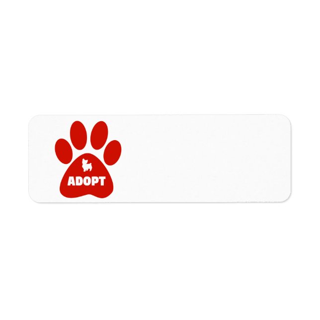 Adopt a pet paw symbol label (Front)