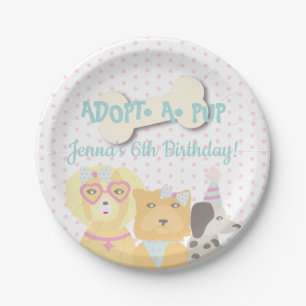 Adopt a Pup Dog Party Paper Plates