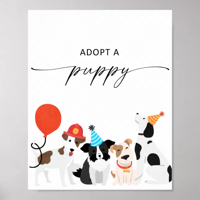 Adopt a Puppy Birthday Certificate of adoption Poster | Zazzle