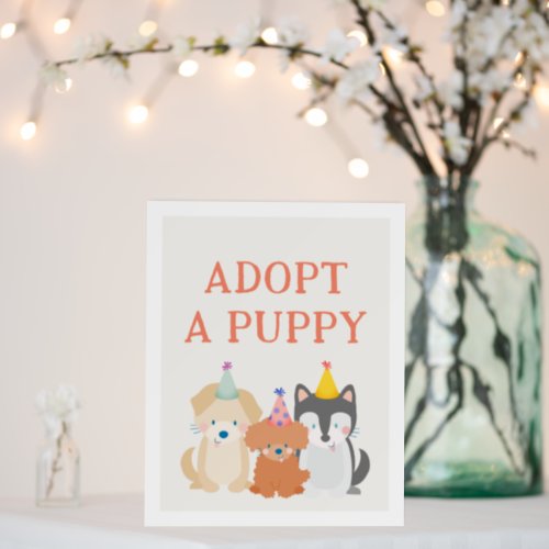 Adopt a Puppy Dog Birthday Party Sign