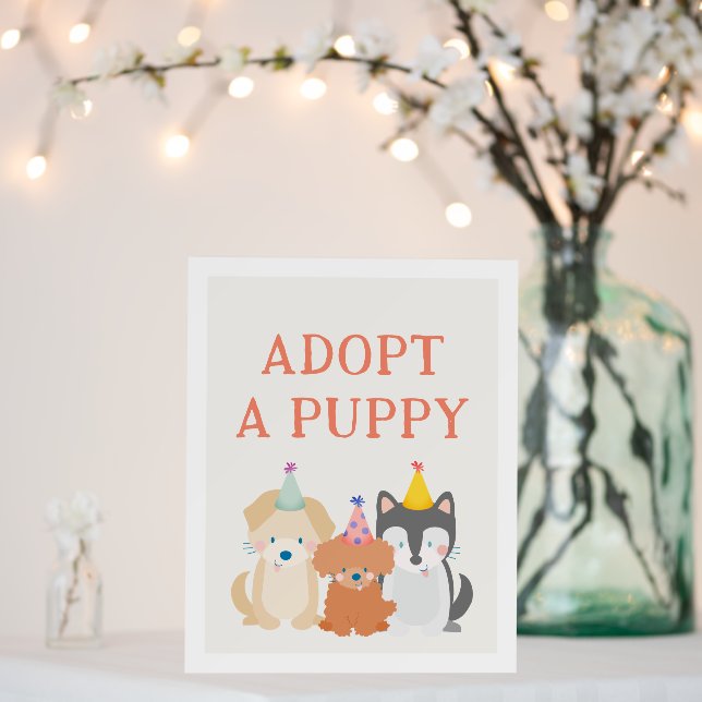 Adopt a Puppy Dog Birthday Party Sign (In Situ (Wedding))