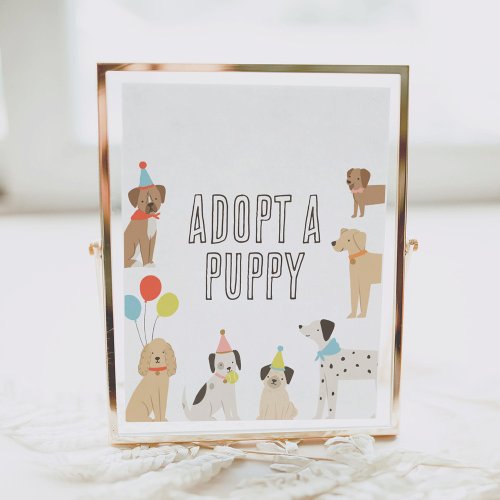 Adopt a Puppy Dog Birthday Table Sign