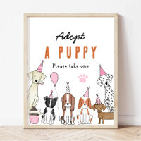 adopt a puppy Pawty Dog Birthday Party Table Sign