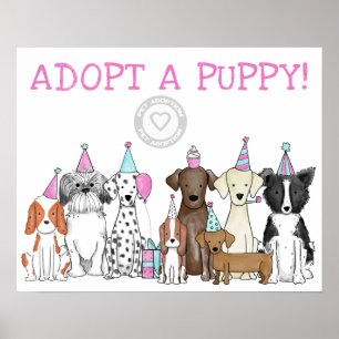 Adopt A Puppy Pet Adoption Birthday Party Sign