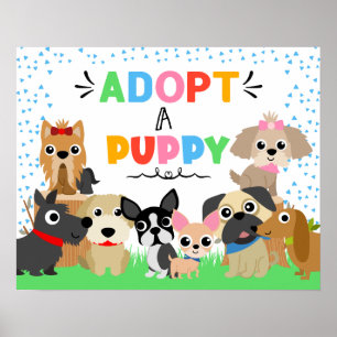 Adopt A Puppy Pet Adoption Party Sign