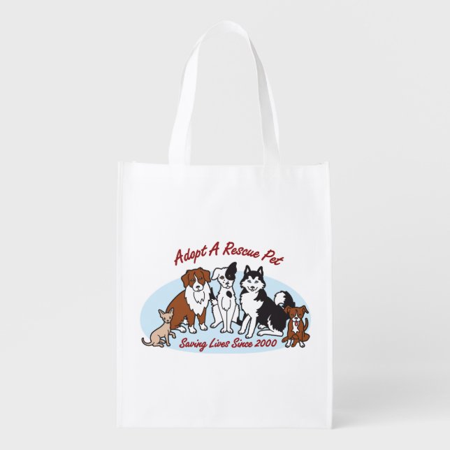 "Adopt a Rescue Pet" Grocery Tote (Front)