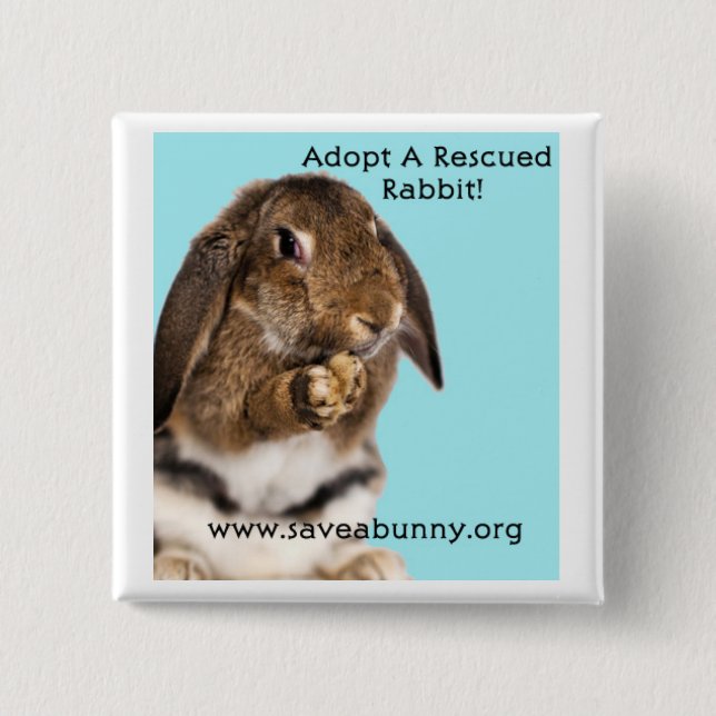 Adopt A Rescued Rabbit! Button (Front)