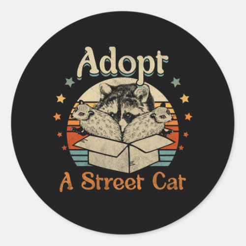 Adopt A Street Cat Funny Opossum Raccoon Skunk Vin Classic Round Sticker