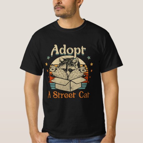 Adopt A Street Cat Funny Opossum Raccoon Skunk Vin T_Shirt