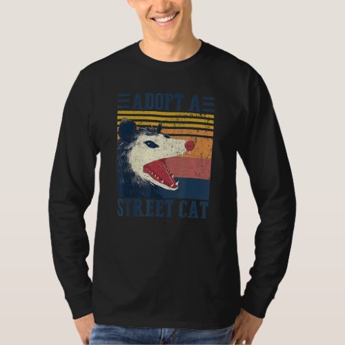 Adopt A Street Cat Funny Opossum Vintage T_Shirt