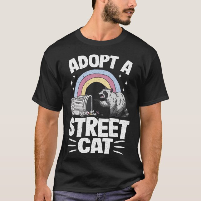 Adopt A Street Cat Rainbow Funny Raccoon Pullover  (Front)