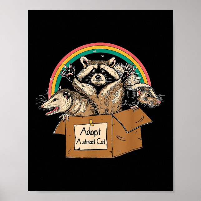 Adopt A Street Cat Shirt Funny Opossum Raccoon Sku Poster (Front)