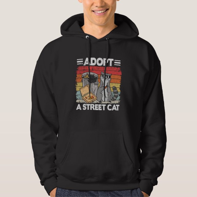 Adopt A Street Cat Trash Can Garbage Panda Pizza R Hoodie (Front)