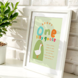 Adopt A Stuffie One Silly Goose 1st Birthday Favor Poster