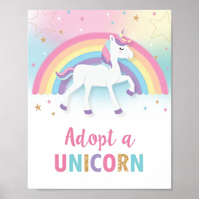 adopt-a-unicorn-birthday-party-game-activity-sign-zazzle for Adopt A Unicorn Free Printable Adopt a Unicorn Birthday Party Game Activity Sign | Zazzle for Adopt A Unicorn Free Printable