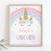 Unicorn Party Stats Poster  Pastel Unicorn Party Decorations