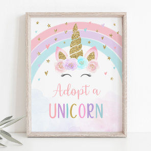 Adopt A Unicorn Birthday Party Sign