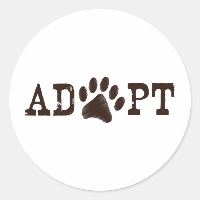 Adopt an animal classic round sticker (Front)