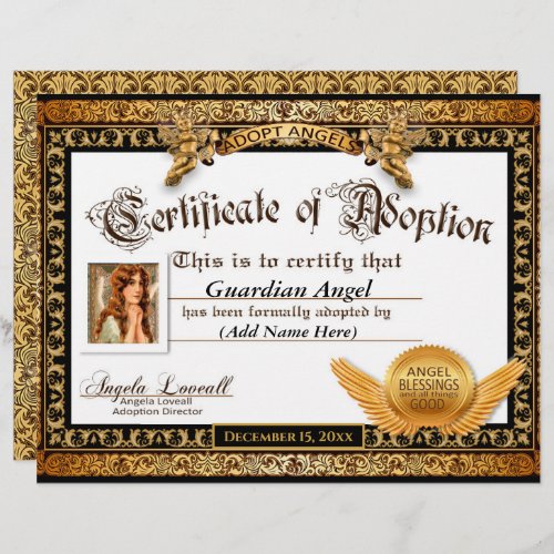 Adopt Angels Certificate of Adoption