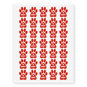 Adopt Animals Paw Print Design Temporary Tattoos