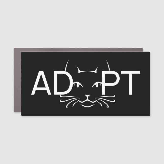 Adopt Cat White Car Magnet (Front)