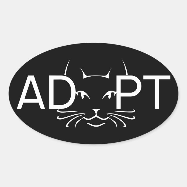 Adopt Cat White Oval Sticker (Front)