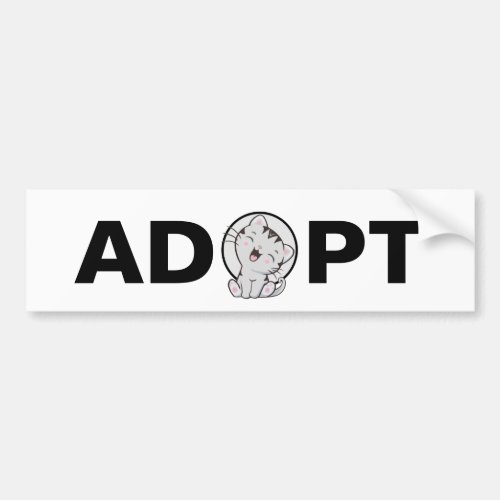 Adopt Cute Cat Bumper Sticker