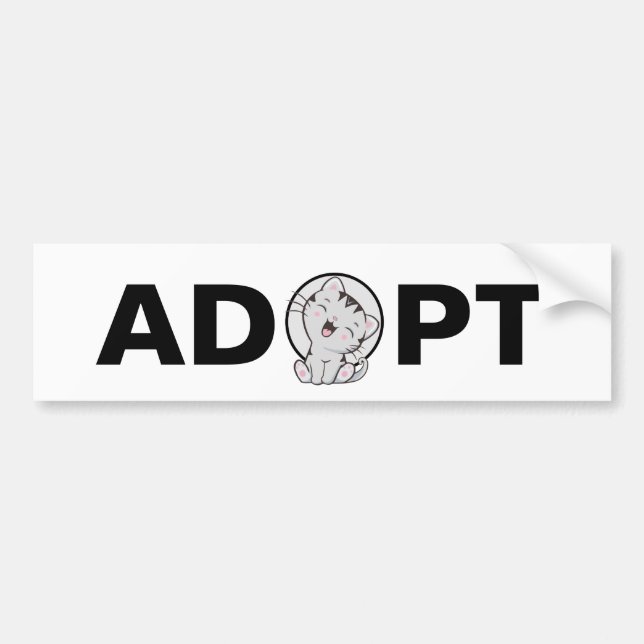 Adopt Cute Cat Bumper Sticker (Front)