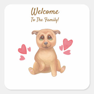 adopt day cute dog square sticker