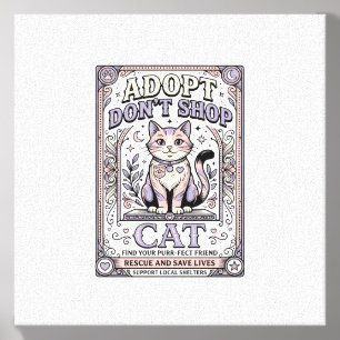 Adopt Don’t Shop Cat Cat Rescue Adoption Vintage V Canvas Photo Tile