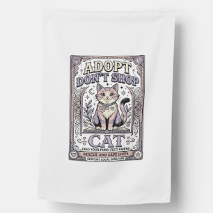 Adopt Don’t Shop Cat Cat Rescue Adoption Vintage V House Flag
