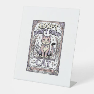 Adopt Don’t Shop Cat Cat Rescue Adoption Vintage V Pedestal Sign