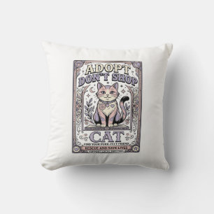 Adopt Don’t Shop Cat Cat Rescue Adoption Vintage V Throw Pillow