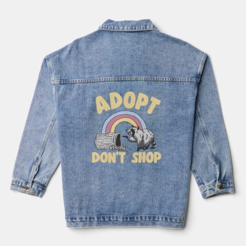 Adopt Don t Shop Rainbow Raccoon  Denim Jacket
