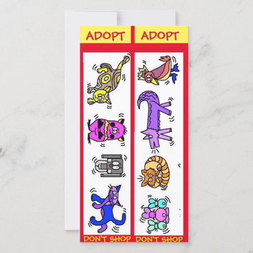 Adopt Dont Shop Animal Rescue Bookmarks Card