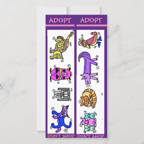 Adopt Dont Shop Animal Rescue Bookmarks Card