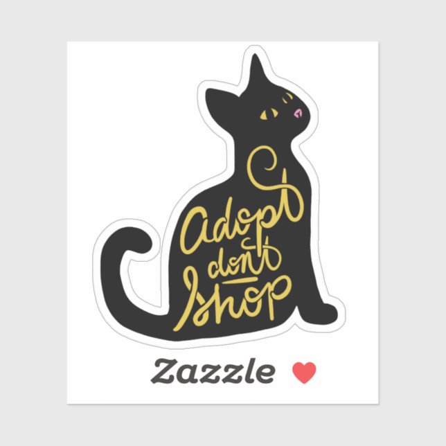 Adopt Don't Shop Black Cat Adoption Sticker (Sheet)