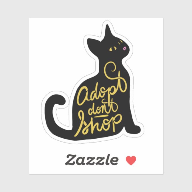 Adopt don't Shop black cat adoption Sticker (Sheet)