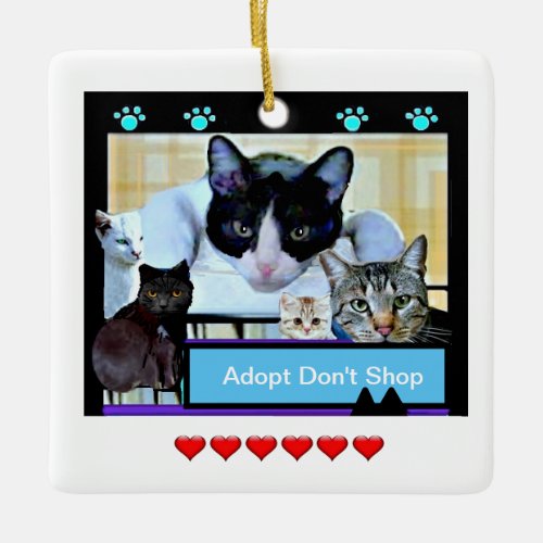 Adopt Dont Shop Ceramic Ornament