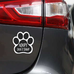 Adopt Don't Shop   Cute Animal Rescue Pawprint Car Magnet