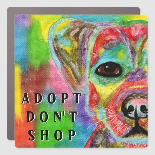 Adopt Dont Shop Dog Awareness Square  Car Magnet