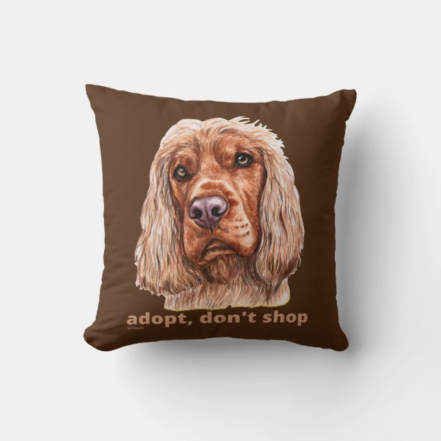 ADOPT, DON'T SHOP (English Cocker Spaniel)         Throw Pillow (Front)